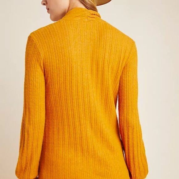 NWOT Anthropologie Maeve Rafaela Hacci Surplice Cable Knit Pumpkin Orange Top - Picture 6 of 11